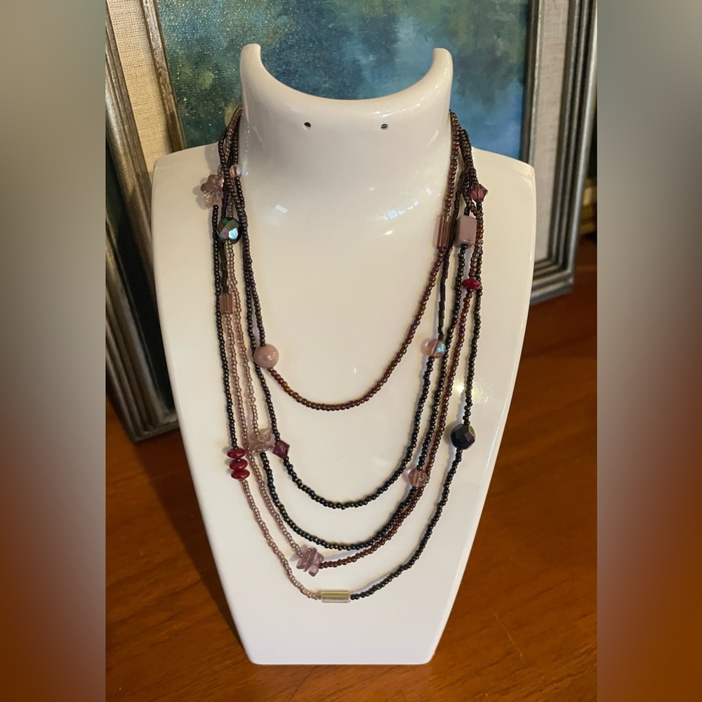 Beaded Extra Long Single Strand Seed Beads, Gems and Crystals Y2K 72”